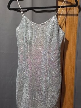 Lulus Sequin Silver Mini Dress